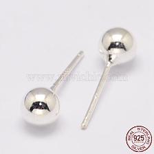 925 Sterling Silver Stud Earrings, Ball