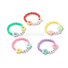 Love Flower Beads Stretch Bracelet for Kid, Acrylic & Plastic Beads Bracelet