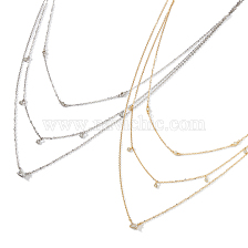 925 Sterling Silver 3 Layer Necklaces, Micro Pave 5A Cubic Zirconia Charm Necklaces