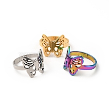 201 Stainless Steel Butterfly Thick Finger Ring for Women