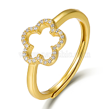 Sweet and Lovely Adjustable Silver Ring with Hollow Five-leaf Clover Design.