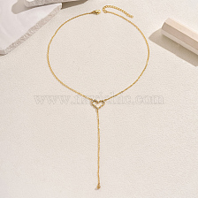 Elegant Y-shaped Hollow Heart Pendant Long Necklace for Parties and Events.