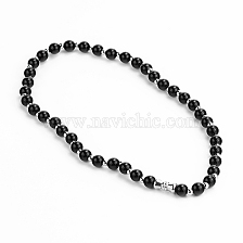 Simple Stainless Steel Black Faux Pearl Necklace Unisex Neutral Style.