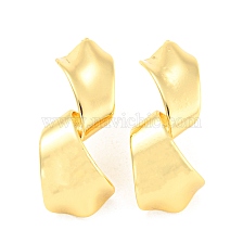 Rack Plating Brass Twist Stud Earrings, Long-Lasting Plated, Lead Free & Cadmium Free