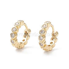 Cubic Zirconia Flat Round Hoop Earrings, Real 18K Gold Plated Brass Jewelry for Women, Cadmium Free & Nickel Free & Lead Free