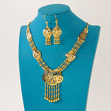 Extravagant Multi-layered Computer Pressed Floral Fringe Necklace Earrings Set