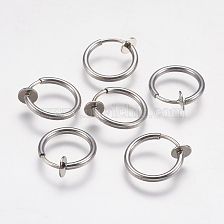 304 Stainless Steel Retractable Clip-on Hoop Earrings, Hypoallergenic Earrings, For Non-pierced Ears, with Spring Findings