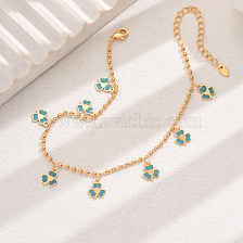 Fashionable Copper Flower Pendant Anklet for Women, Casual Beach Jewelry Gift.