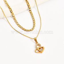 Elegant Double Layer Necklace with 18K Gold Plating, Non-fading Collarbone Chain