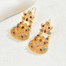 Elegant Gold Geometric Zircon Earrings for Banquets and Weddings