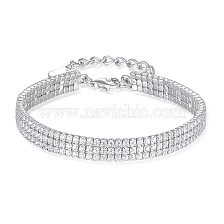 Elegant Sterling Silver Bracelet with Full Zircon Inlay Sparkling Luxury