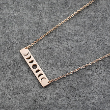 Rose Gold Necklace with Hollow Sun and Moon Design, Simple Style.