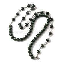 Dyed Natural Pearl Beaded Necklace with 304 Stainless Steel Chains