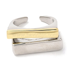 Rack Plating Two Tone Brass Rectangle Open Cuff Ring for Women, Lead Free & Cadmium Free