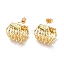 Brass Studs Earrings, Multi Diamond Shaped Stud Earring for Women