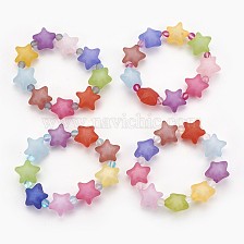 Frosted Acrylic Beads Kids Stretch Bracelets, with Synthetical Moonstone Beads, Star