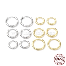 925 Sterling Silver Huggie Hoop Earrings, Round Ring