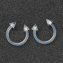 Acrylic Circular/Horseshoe Barbell with Double Pointed End, Eyebrow Rings, Nose Septum Rings