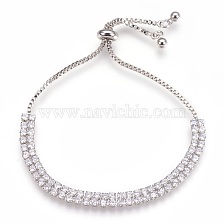 Brass Micro Pave Cubic Zirconia Bolo Tennis Bracelets, Slider Bracelets