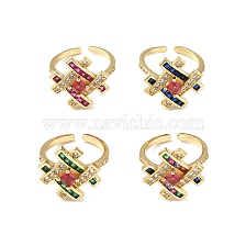 Cubic Zirconia Symbol # Open Cuff Ring, Real 18K Gold Plated Brass Jewelry for Women