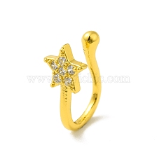 Clear Cubic Zirconia Star Clip on Nose Ring, Brass Nose Cuff Non Piercing for Women