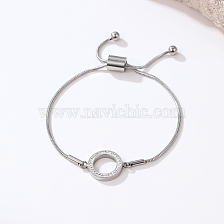 Elegant Zirconia Decorated Circle Snake Chain Bracelet for Daily Wear