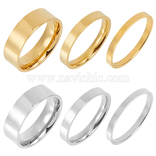 ANATTASOUL 2 Sets 2 Colors 304 Stainless Steel Plain Band Rings Set for Women