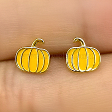 Silver Pumpkin Stud Earrings Cute and Delicate Christmas Gift