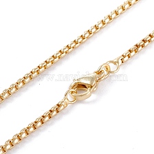 Brass Box Chain Necklaces, with Lobster Claw Clasps, Long-Lasting Plated, Real 18K Gold Plated, 17.32 inch(44cm), 2mm