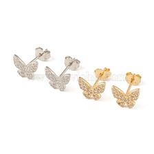 Clear Cubic Zirconia Butterfly Stud Earrings, Sterling Silver Jewelry