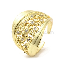 Rack Plating Brass Micro Pave Cubic Zirconia Finger Ring, Cuff Ring, Long-Lasting Plated, Cadmium Free & Lead Free