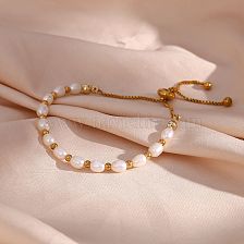 Wholesale Basic Simple Style Classic Style Round Freshwater Pearl 18K Gold Plated Bracelets