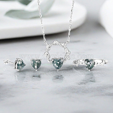 S925 Silver Moss Agate Heart Jewelry Set