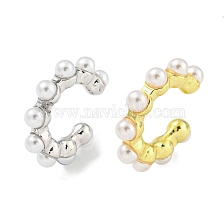 Rack Plating Brass Plastic Pearl Beads Cuff Earrings for Women, Long-Lasting Plated, Cadmium Free & Lead Free