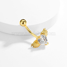 Stylish Stainless Steel Belly Button Ring with Zircon Angel Wings