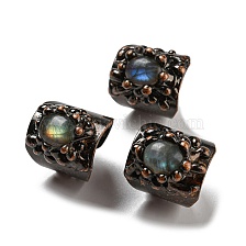 Oval Natural Labradorite Open Cuff Rings, Red Copper Tin Finger Ring, Cadmium Free & Lead Free