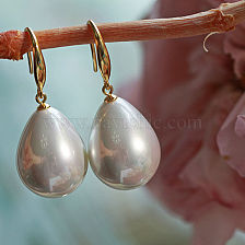 Vintage White Pearl Drop Earrings with Large White Pearl Studs