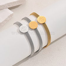 Stainless Steel Retro Bracelet with Round Portrait, Simple and Fashionable