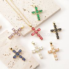 Fashion Copper Micro-inlaid Cross Pendant Religious Creative Necklace