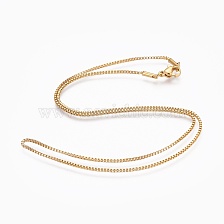 304 Stainless Steel Box Chain Necklaces, with 304 Stainless Steel Clasps