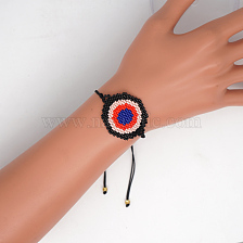 Friendship Eye Loom Pattern Seed Beads Bracelets for Women, Adjustable Nylon Cord Braided Bead Bracelets