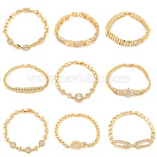 Golden Brass Micro Pave Cubic Zirconia Link Bracelets