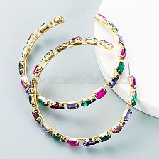 Fashion Geometric Glass Diamond C-shaped Big Earrings Wholesale 