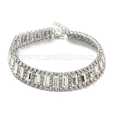 Crystal Rhinestone Choker Necklaces, Fashion Alloy Rectangle Link Chain Necklace