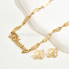 Fashionable 18K Gold Plated 3-Piece Set with English Letter Pendant Necklace.