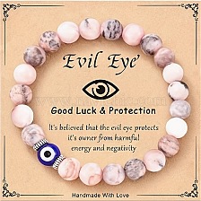 Natural 8mm Zebra Bead Handmade Bracelet Evil Eye Bracelet