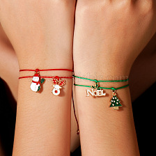 Christmas Tree Snowman Unique Design Christmas Bracelet Set of Four.