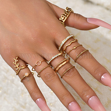 Elegant Vintage 14K Gold Plated 13-Piece Fashion Ring Set for Women