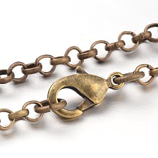 Iron Cross Chain Rolo Chain Necklace Making, Antique Bronze, 27.7 inch