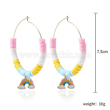 Bohemian Colorful Clay Hoop Earrings Western Style C-shaped Ear Accessories